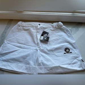 White Cargo Shorts with Logo Patch